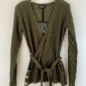 NEW! V-neck Knit Cardigan. Olive green